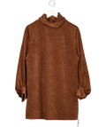 ASOS Chocolate Brown Ribbed Velour Roll Neck Mini Dress UK 8