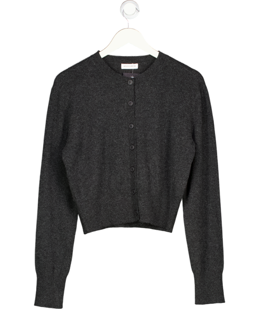 ARTLESS FOREVER Charcoal Grey Wool & Cashmere Blend Cardigan UK XS