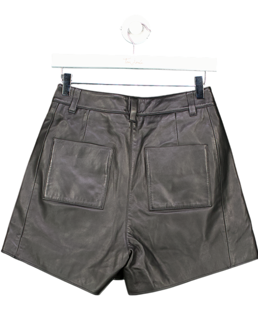 Karen Millen Black Real Leather Highwaisted Tailored Shorts UK 6