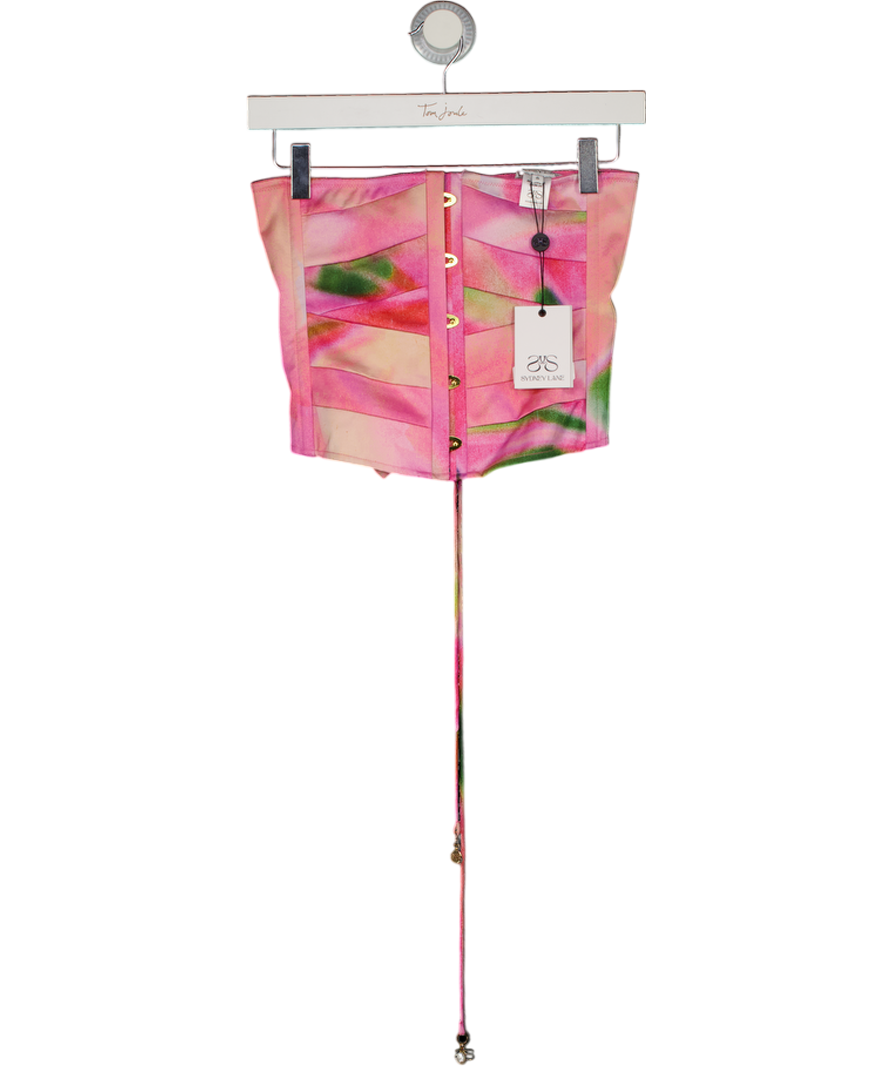 SYDNEY LANE Pink Mirage Print Corset Top UK S