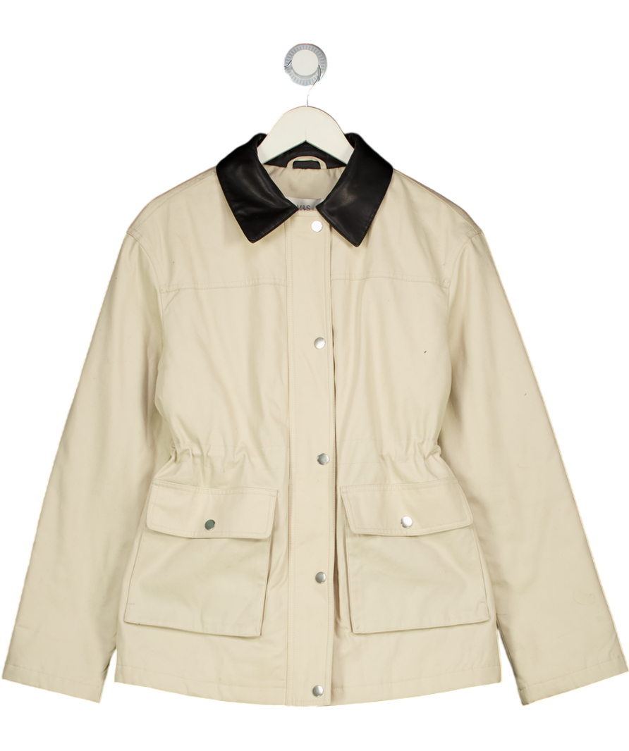 M&S Beige Pure Cotton Canvas Padded Barn Jacket UK XS