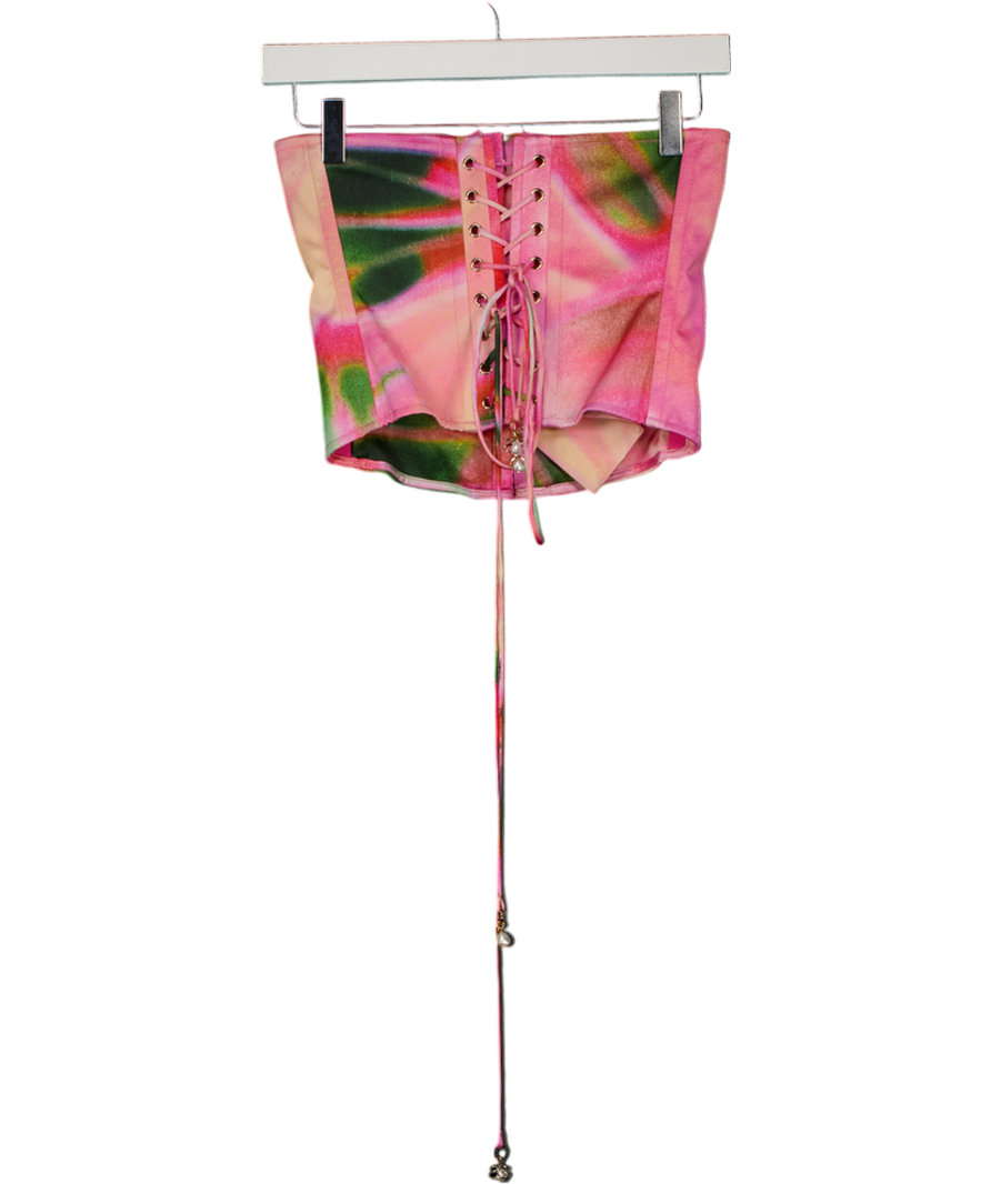 SYDNEY LANE Pink Mirage Print Corset Top UK S
