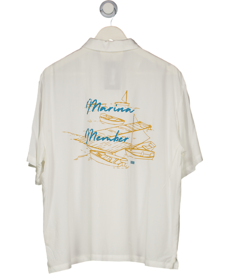 Budro White Relaxed Marina Member Button Up UK M