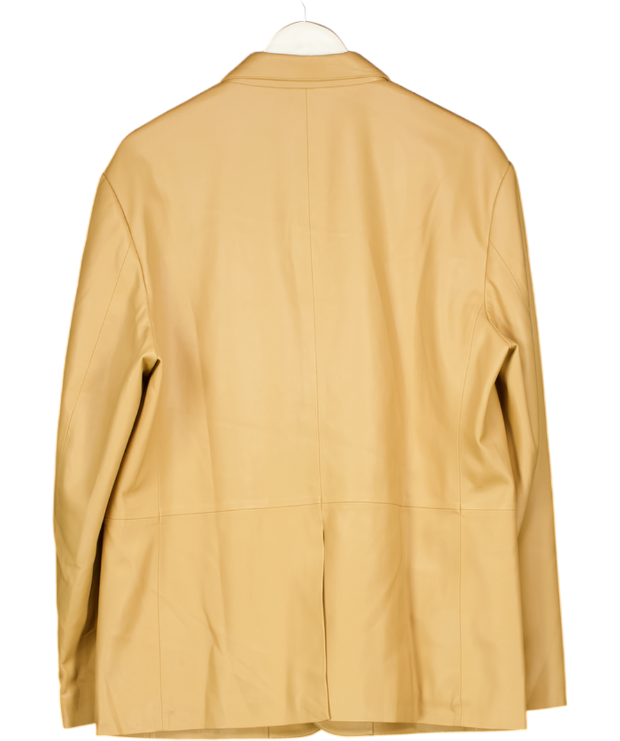 THE FRANKIE SHOP Brown Olympia Butter Soft Faux Leather Jacket UK XS/S