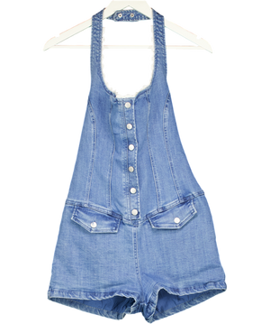 Oh Polly Blue Lalita Button-down Halterneck Playsuit UK 10
