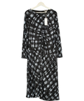 M&S Black / Blue Mesh Jersey Printed Midi Skater Dress UK 20