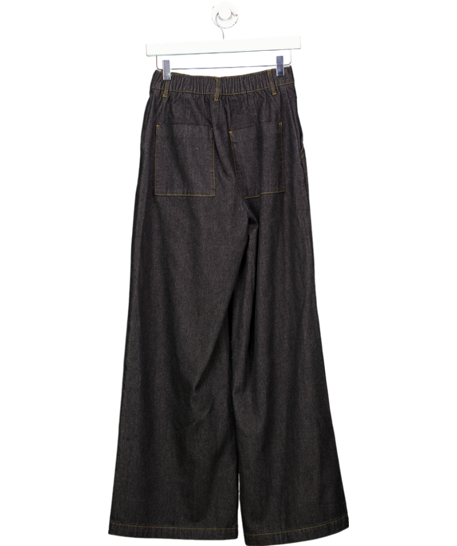 PROBLEM AI CHANGE BRAND Sandro Black Denim Wide Leg Trousers UK 10