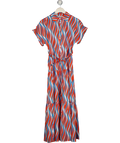 PAOLITA Multicoloured Cotton Belted Print Tiered Shirt Dress UK S