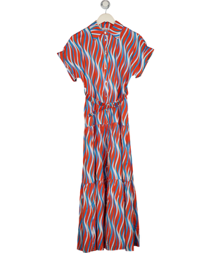 PAOLITA Multicoloured Cotton Belted Print Tiered Shirt Dress UK S
