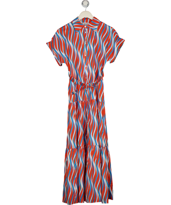 PAOLITA Multicoloured Cotton Belted Print Tiered Shirt Dress UK S