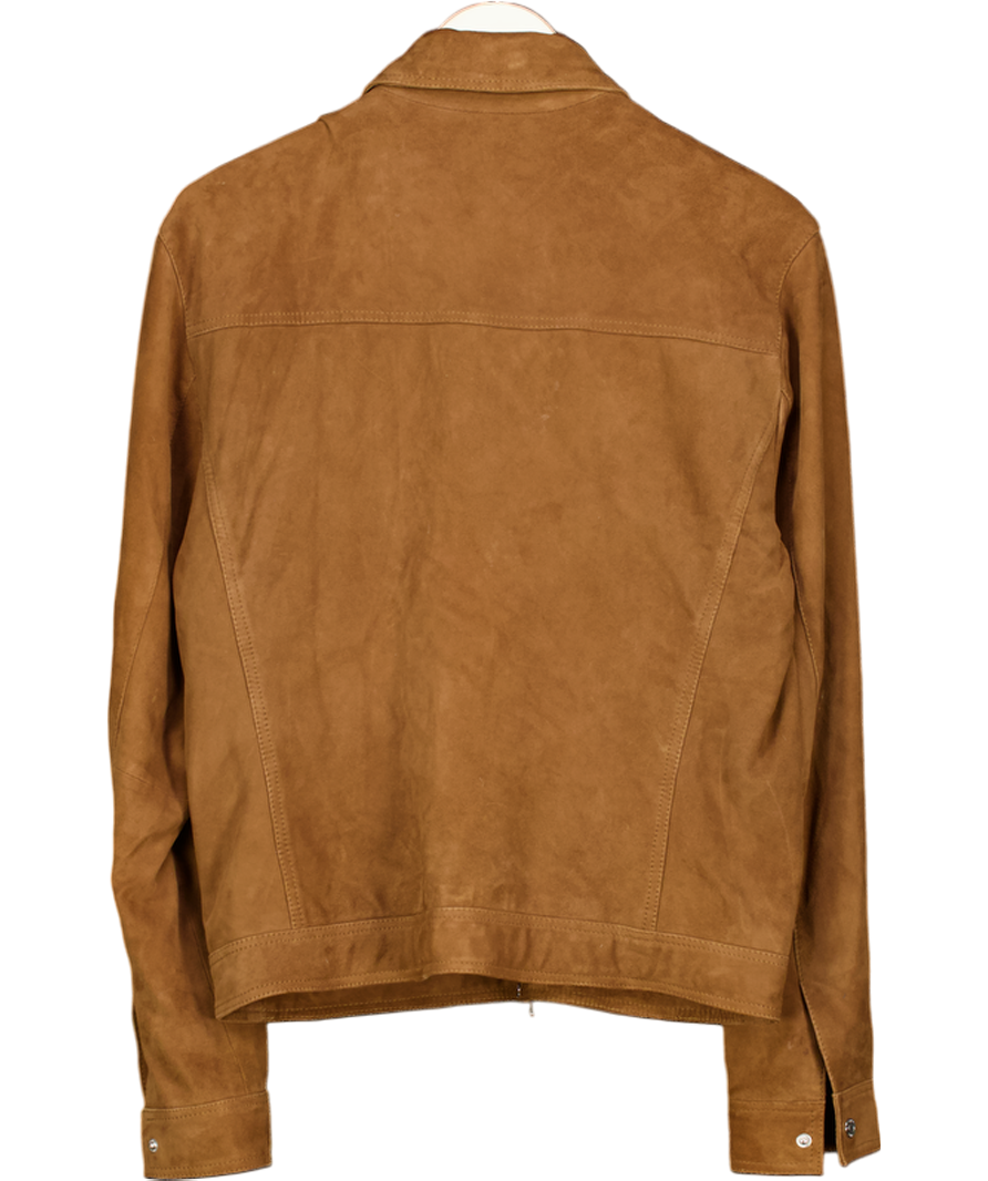 REISS Brown Suede Zip Through Jacket UK M