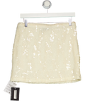 ASOS Design Cream Ruffled Semi Sheer Sequin Mesh Mini Skirt UK 10