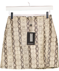 4th & Reckless Beige Leatherlook Snake Print Mini Skirt UK 6