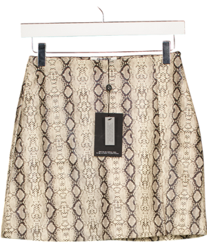 4th & Reckless Beige Leatherlook Snake Print Mini Skirt UK 6