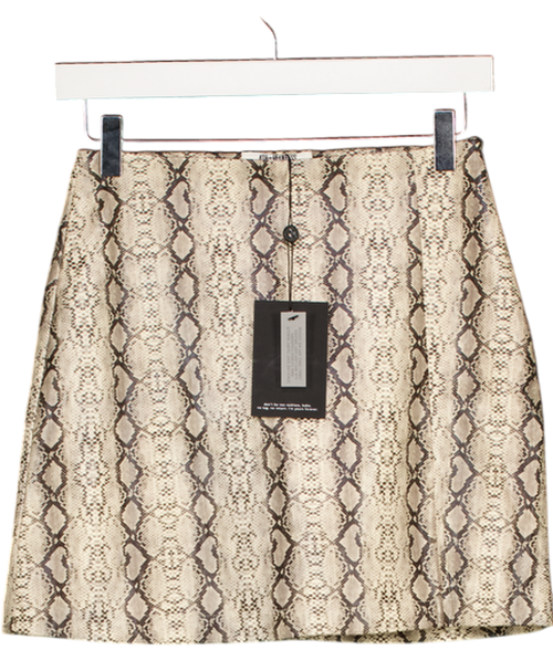 4th & Reckless Beige Leatherlook Snake Print Mini Skirt UK 6