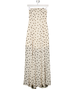 FOREVER NEW Ivory  / Black Kimora Spot Strapless Maxi Dress UK 8
