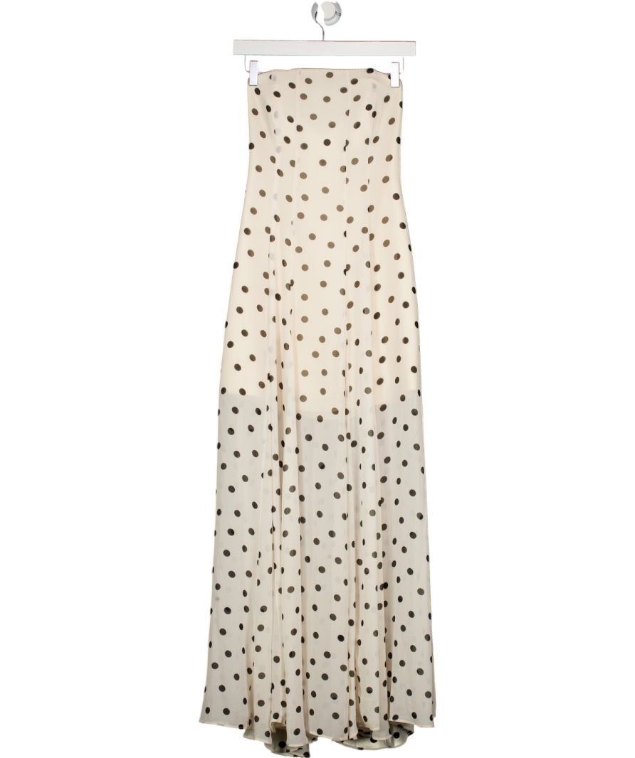 FOREVER NEW Ivory  / Black Kimora Spot Strapless Maxi Dress UK 8