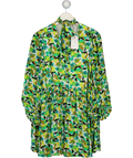 TED BAKER Green Floral Ilva Tie Neck Mini Dress Sz1 UK S