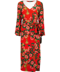 Hayley Menzies Red Eden Floral Silk Belted Dress UK S