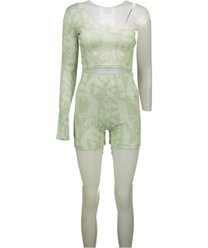 DAY 6 Green 2-piece Logo Print Halter Top And Shorts Set UK XS/S