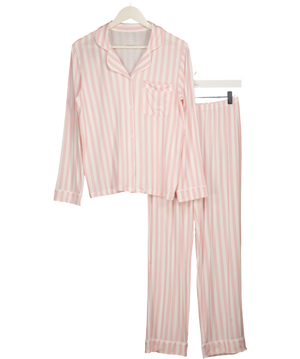 STRIPE & STARE Candy Pink Stripe Long Modal Pyjama Set UK S