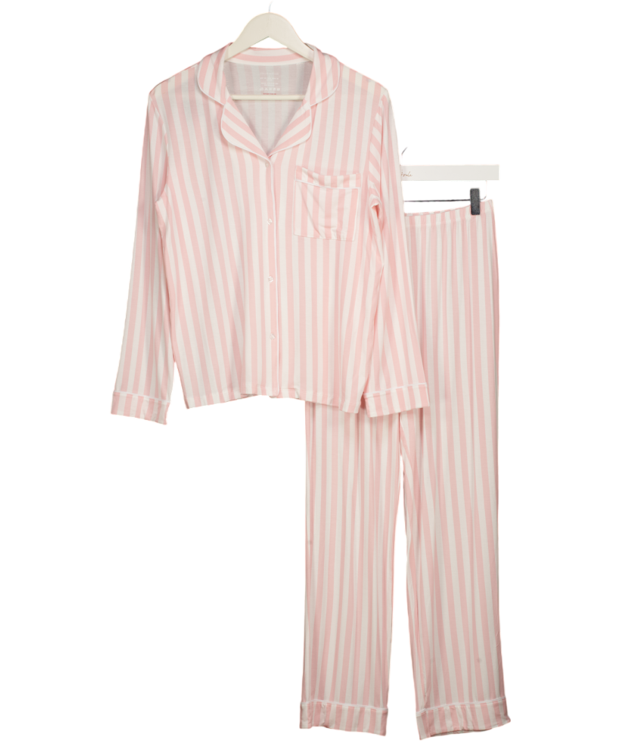 STRIPE & STARE Candy Pink Stripe Long Modal Pyjama Set UK S