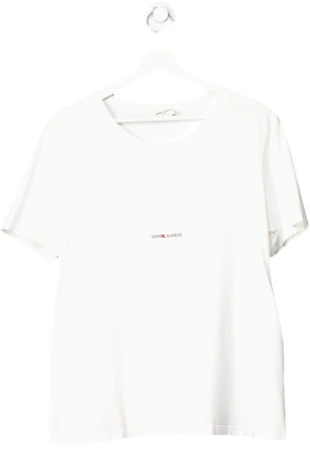 Saint Laurent White Rive Gauche T-shirt UK L