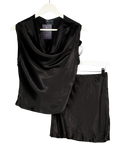 ASOS Black Scoop Neck Cami Satin Set UK 12