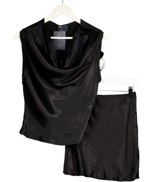 ASOS Black Scoop Neck Cami Satin Set UK 12