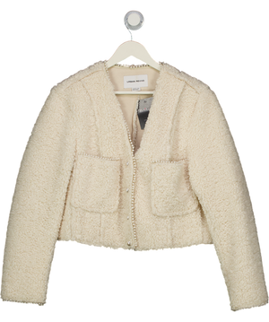 Urban Revivo Cream Pearl Trim Faux Shearling Jacket UK 12
