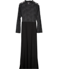 ASOS Black High Neck Long Sleeve Sheer Lace With Draped Waist Maxi Dress UK L