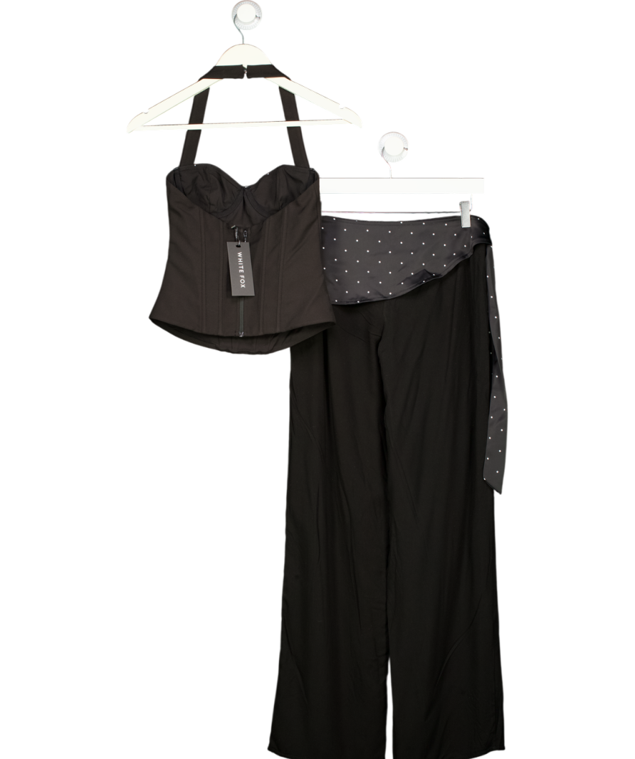 WHITE FOX 2-piece Black Night Kiss Bustier Top & Trouser Set UK XS