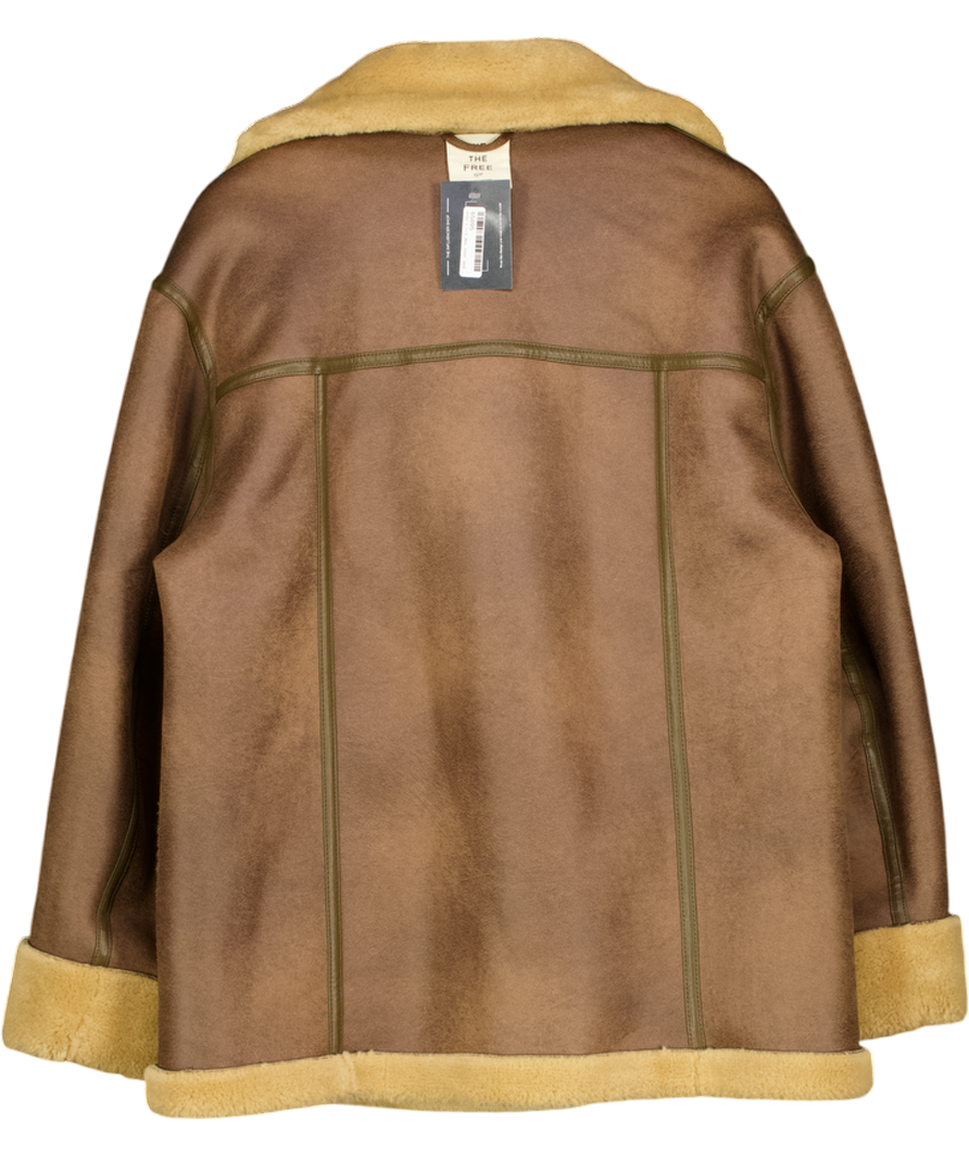 FREE  PEOPLE X We The Free Mari Reversible Coat In Tan / Cream Combo UK S