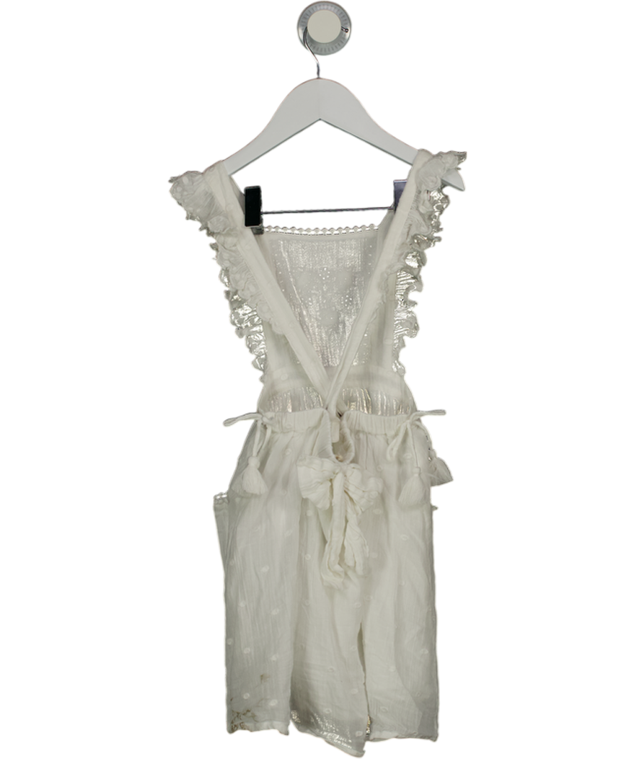 LOUISE MISHA White Organic Cotton Embroidered White Pinafore Dress 6 Years