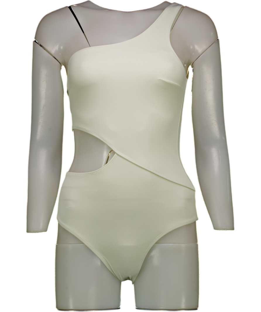 SOLID & STRIPED Cream One Shoulder Cut Out Detail Swimsuit UK S