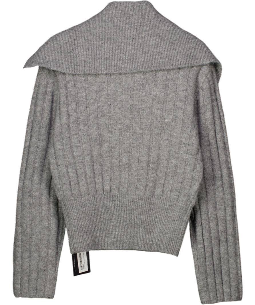 COMMENSE Grey Funnel Neck Knit Jumper UK S