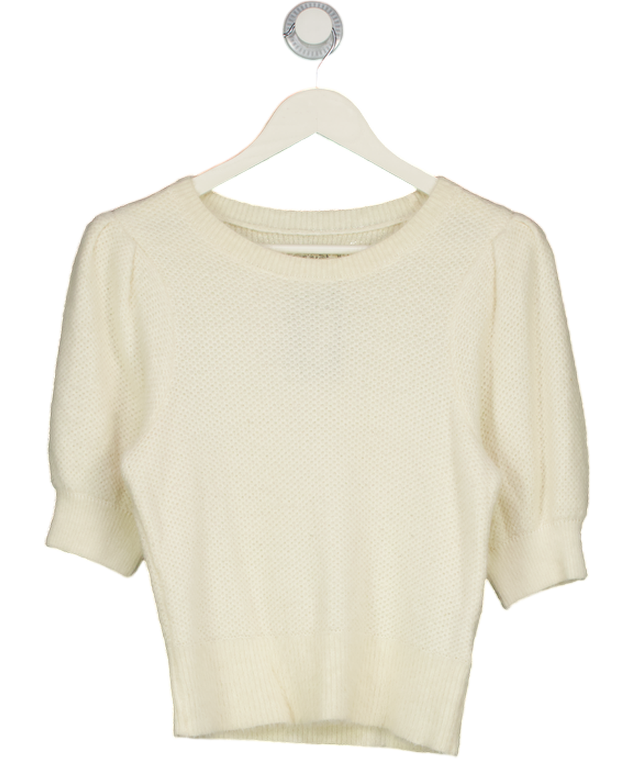 Abercrombie & Fitch Cream Textured Short Puff Sleeve Knit Sweater UK M