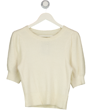 Abercrombie & Fitch Cream Textured Short Puff Sleeve Knit Sweater UK M
