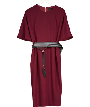 Ted Baker Burgundy Red Belted Detail Pencil Dress Sz4 UK 14