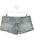 ZARA Blue Button Detail Low Waist Mini Denim Shorts UK 8