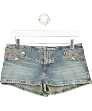 ZARA Blue Button Detail Low Waist Mini Denim Shorts UK 8