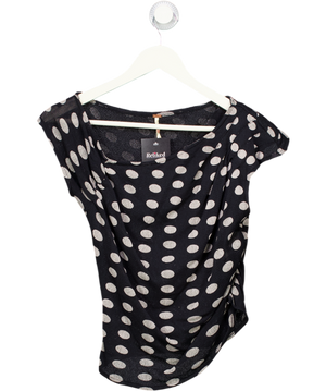 FREE PEOPLE Black & White Polka Dot Mesh Top UK XS
