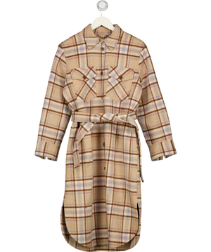 & Other Stories Beige Wool Check Longline Shacket Eu34 UK 6