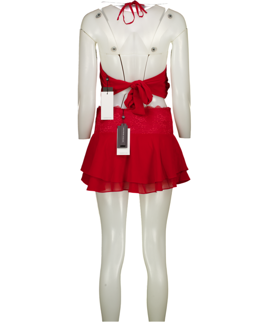 TIGER MIST 2 Piece Red Tie Back Top And Mini Skirt Set UK XS