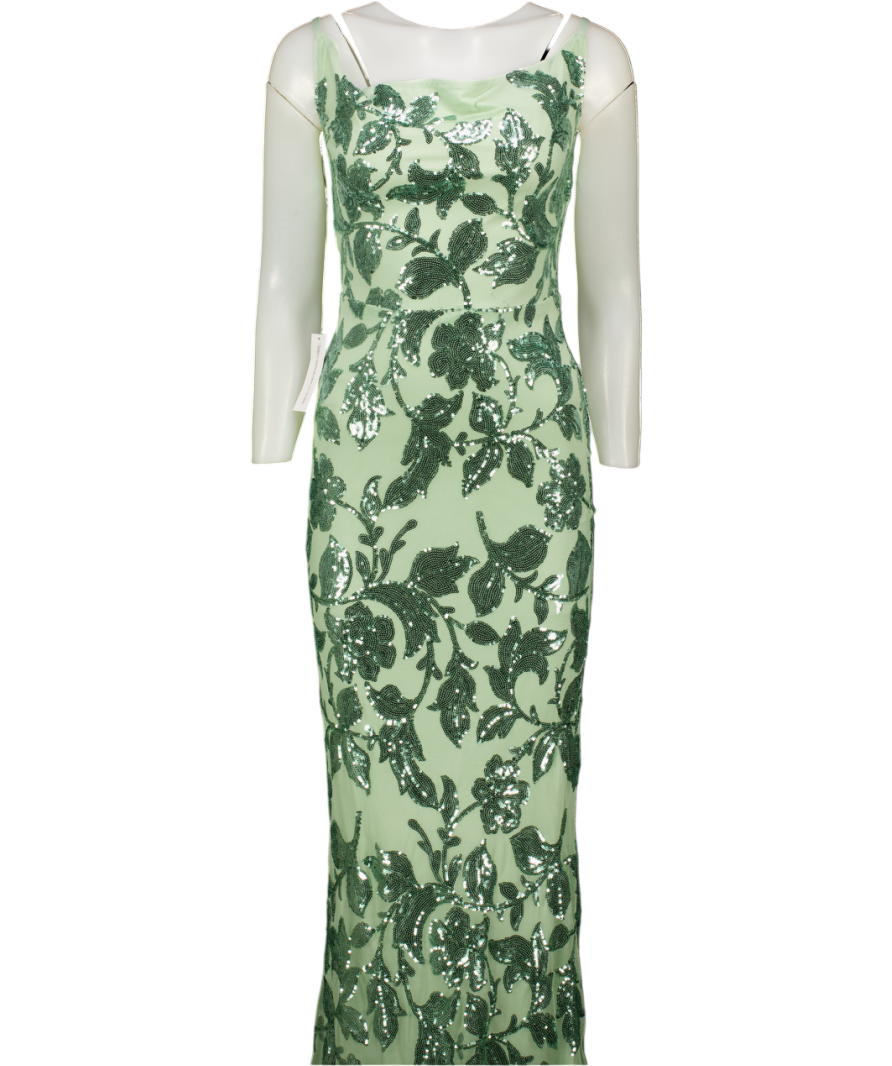 LIPSY Green Cowl Neck Sequin Maxi Dress UK 10