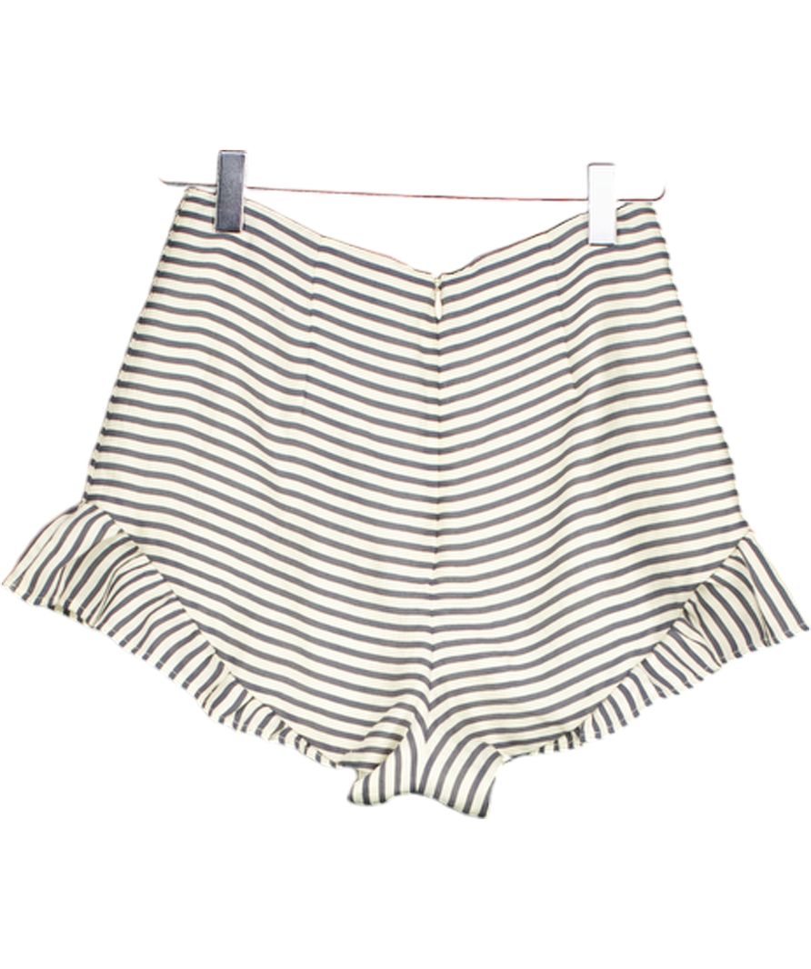 NBD RevolveGrey & White Striped frill detail shorts UK XS