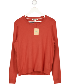 BODEN Emilia Cotton Crew Sweater-roasted Chestnut Brown UK L