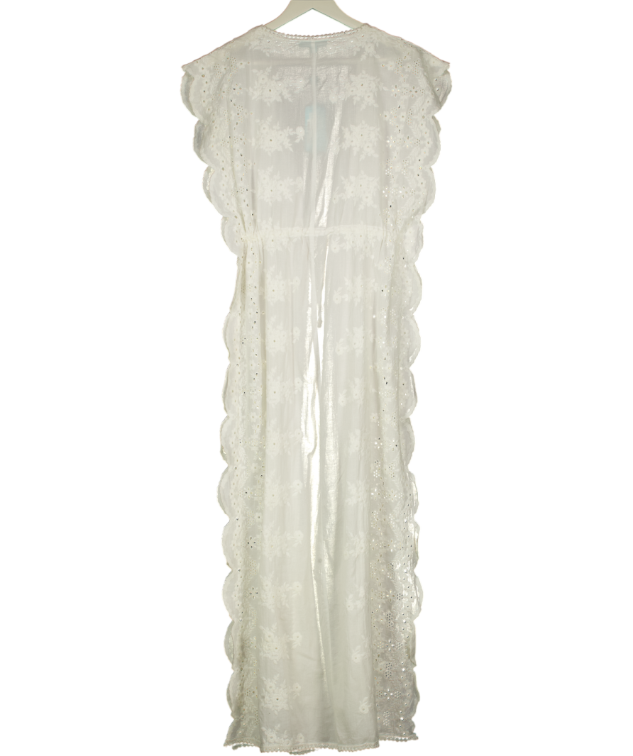 MELISSA ODABASH Talitha White Embroidered Scalloped Edge Kaftan UK S