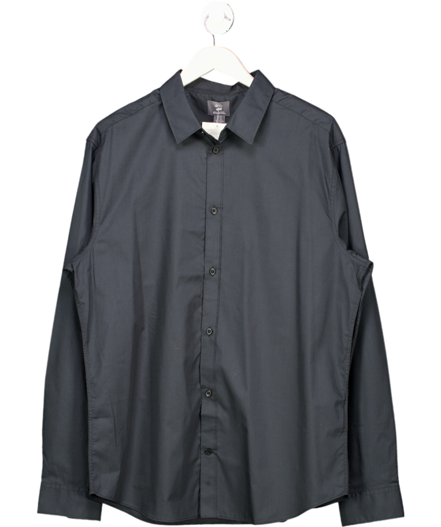 H&M Black Easy Iron Long Sleeve Shirt UK XL