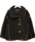 Very Brown Pu Trim Faux Shearling Coat UK 18